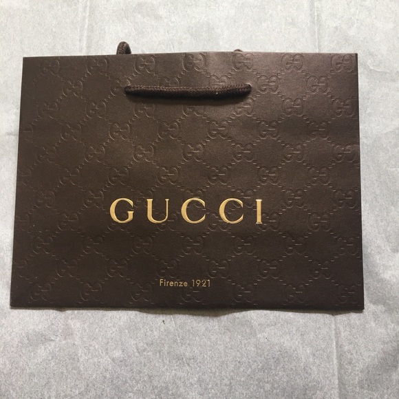 GUCCI Gift/Shopping Bag Paper Small Brown BRAND NEW Gold 9x6.5x3.75 - Picture 3 of 5